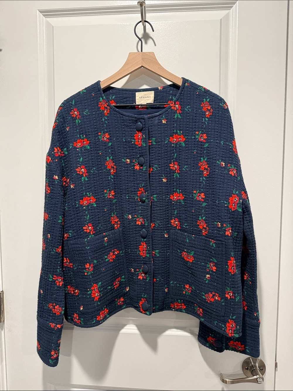Sezane Dakota Jacket Floral Check - Size 12